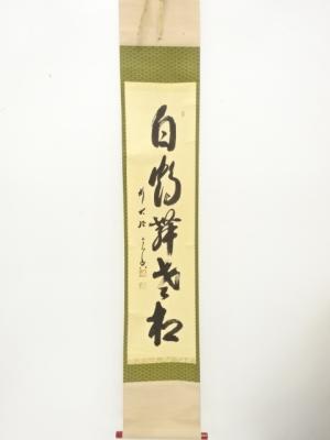 前大徳　西垣宗典筆　「白鶴舞老松」一行書　肉筆紙本掛軸